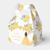 Dark Skin Princess Gold Floral Birthday Party Bedankdoosjes (Achterkant)