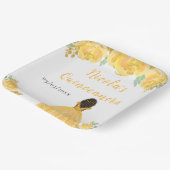 Dark Skin Princess Gold Floral Quinceanera Papieren Bordje (Gebogen)