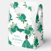 Dark Skin Princess Green Floral Birthday Party Bedankdoosjes (Geopend)