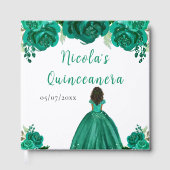 Dark Skin Princess Green Quinceanera Guest Book Gastenboek (Voorkant)