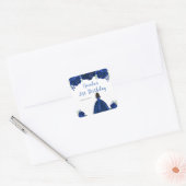 Dark Skin Princess Navy Floral Birthday Party Vierkante Sticker (Envelop)
