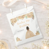 Dark Skin Princess Peach Floral Birthday Party Bedankzakje (Geknipt)