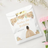 Dark Skin Princess Peach Floral Birthday Party Bedankzakje (Gezegeld)