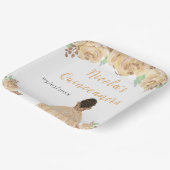 Dark Skin Princess Peach Floral Quinceanera Papieren Bordje (Gebogen)