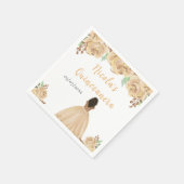 Dark Skin Princess Peach Floral Quinceanera Servet