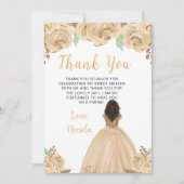 Dark Skin Princess Peach Floral Sweet Sixteen Bedankkaart (Voorkant)