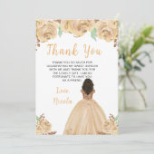 Dark Skin Princess Peach Floral Sweet Sixteen Bedankkaart (Staand voorkant)