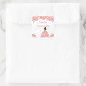 Dark Skin Princess Pink Floral Quinceanera Vierkante Sticker (Tas)