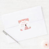 Dark Skin Princess Pink Floral Quinceanera Vierkante Sticker (Envelop)