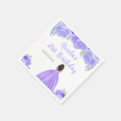 Dark Skin Princess Purple Floral Birthday Party Servet (Hoek)