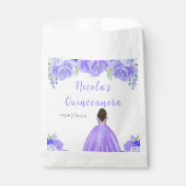 Dark Skin Princess Purple Floral Quinceanera Bedankzakje (Voorkant)