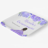 Dark Skin Princess Purple Floral Quinceanera Papieren Bordje (Gebogen)