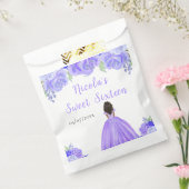 Dark Skin Princess Purple Floral Sweet Sixteen Bedankzakje (Gezegeld)