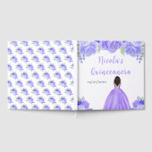 Dark Skin Princess Purple Quinceanera Guest Book Gastenboek