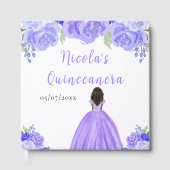 Dark Skin Princess Purple Quinceanera Guest Book Gastenboek