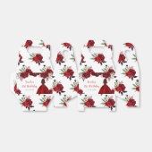 Dark Skin Princess Red Floral Birthday Bedankdoosjes (Uitgevouwen)