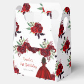 Dark Skin Princess Red Floral Birthday Bedankdoosjes (Geopend)