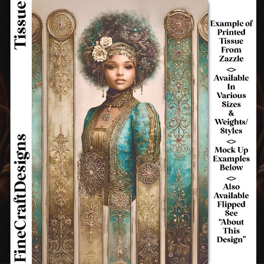 Dark Skin Woman, Baroque Panels DY1L Decoupage Tissuepapier