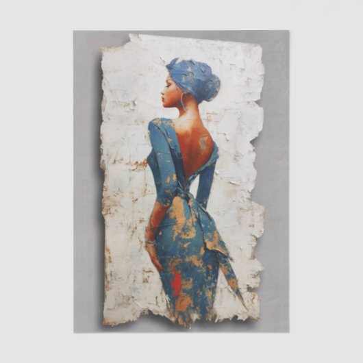 Dark Skin Woman in Blue EL6L Decoupage Tissuepapier (Voorkant)