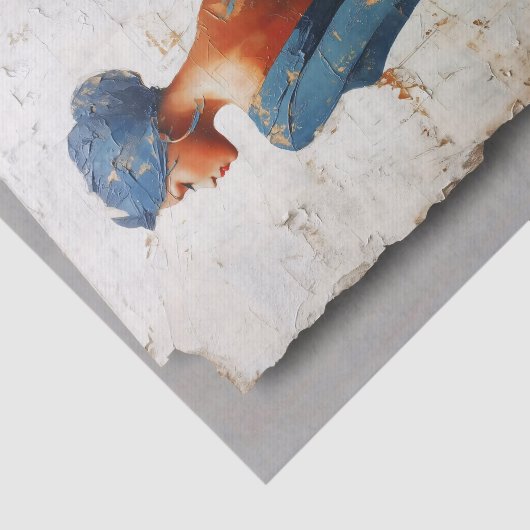 Dark Skin Woman in Blue EL6L Decoupage Tissuepapier (Detail)