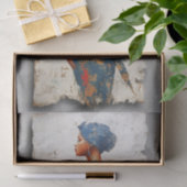 Dark Skin Woman in Blue EL6L Decoupage Tissuepapier (Geschenk)