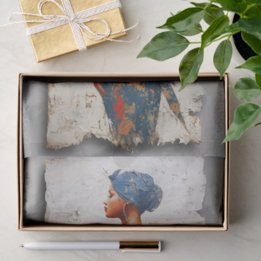Dark Skin Woman in Blue EL6L Decoupage Tissuepapier (Geschenk)