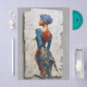 Dark Skin Woman in Blue EL6L Decoupage Tissuepapier (Craft)