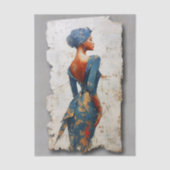 Dark Skin Woman in Blue EL6R Decoupage Tissuepapier (Voorkant)