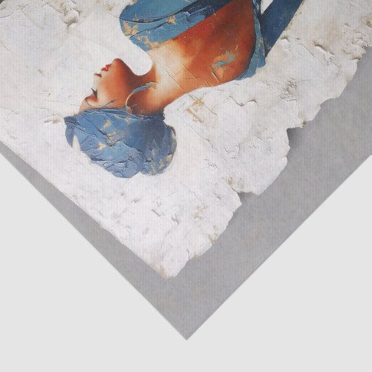 Dark Skin Woman in Blue EL6R Decoupage Tissuepapier (Detail)