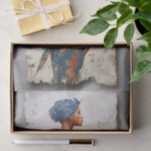 Dark Skin Woman in Blue EL6R Decoupage Tissuepapier (Geschenk)
