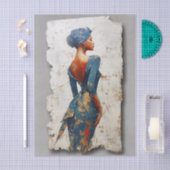Dark Skin Woman in Blue EL6R Decoupage Tissuepapier (Craft)