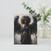 Dark-Skinned Angel With Black Wings Briefkaart (Staand voorkant)