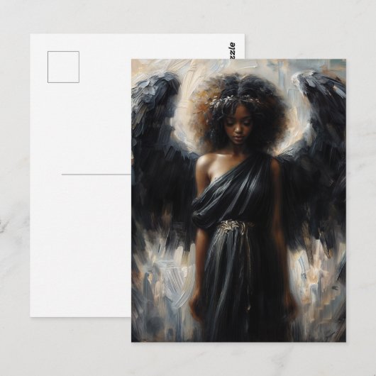 Dark-Skinned Angel With Black Wings Briefkaart (Voorkant / Achterkant)