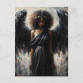 Dark-Skinned Angel With Black Wings Briefkaart (Voorkant)