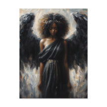 Dark-Skinned Angel With Black Wings