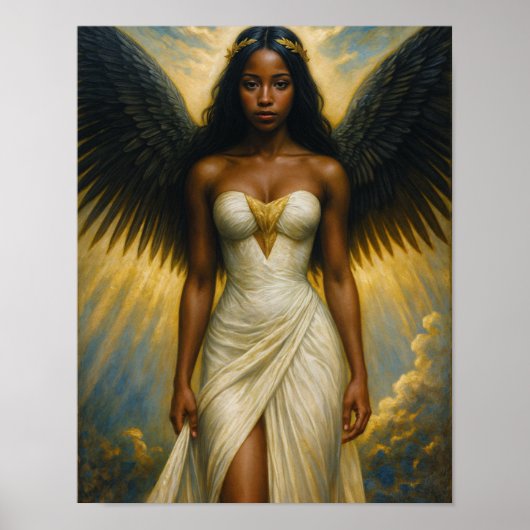 Dark-Skinned Angel With Black Wings Poster (Voorkant)
