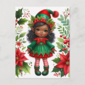 Dark-Skinned Christmas Elf Holiday Briefkaart (Voorkant)