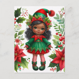 Dark-Skinned Christmas Elf Holiday Briefkaart