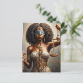 Dark-Skinned Lady Justice With Scales and Sword Briefkaart (Staand voorkant)