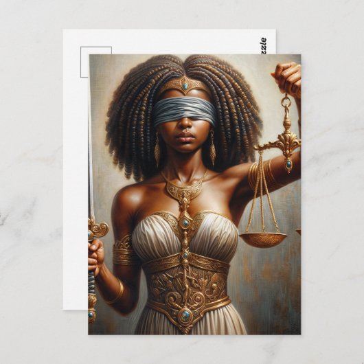 Dark-Skinned Lady Justice With Scales and Sword Briefkaart (Voorkant / Achterkant)
