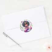 Dark-Skinned Mermaid With Pink Tail Ronde Sticker (Envelop)