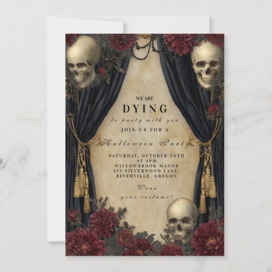 Dark  Skull Halloween feest Kaart (Voorkant)