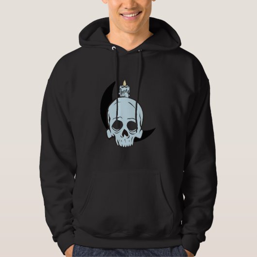 Dark Skull & Moon Candle Design | Horror Art Print Hoodie (Voorkant)