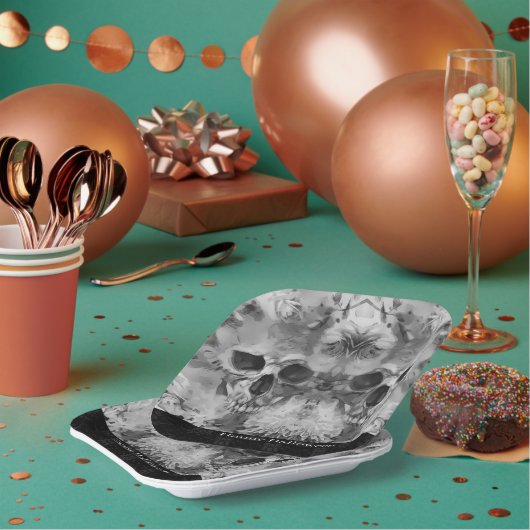 Dark Skulls Halloween Party Papieren Bordje (Multi)