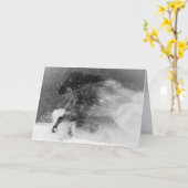 Dark Snow Horse - Paard Wenskaart Kaart (Gele Bloem)