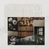 Dark / soft academia scrapbook collage briefkaart (Voorkant / Achterkant)