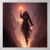Dark sorceress casting a flame spell poster (Voorkant)