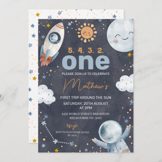 Dark Space Eerste reis rond de zon 1e verjaardag Kaart (Voorkant / Achterkant)