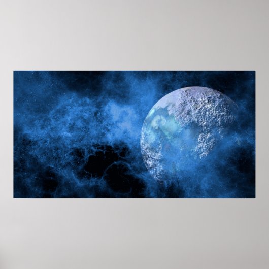 Dark Space Moon Planet Poster (Voorkant)