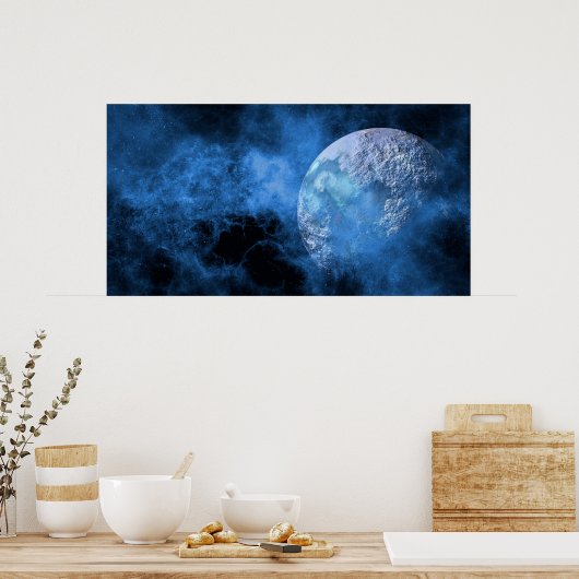 Dark Space Moon Planet Poster (Keuken)